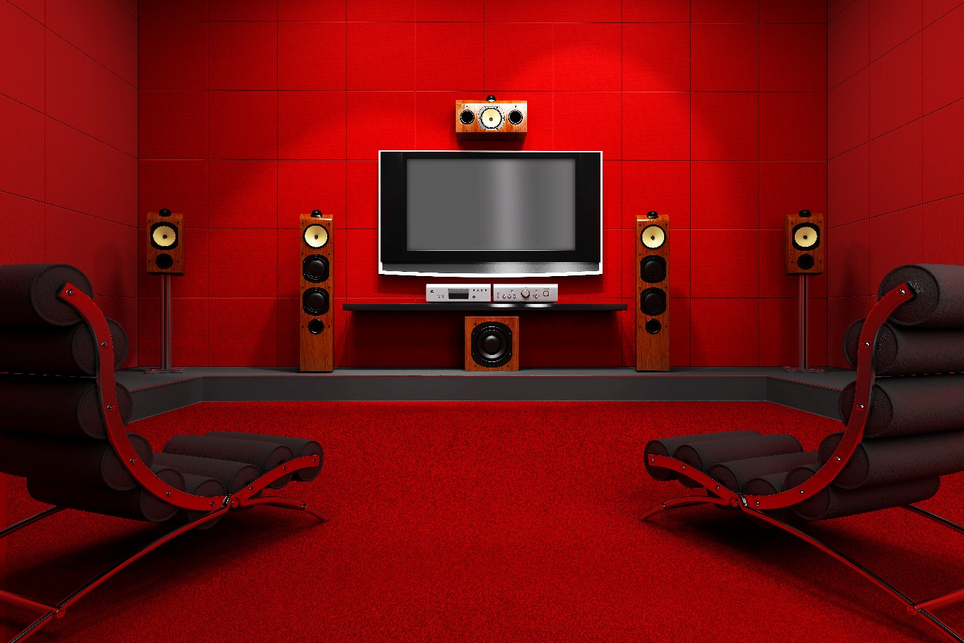 red room with home cinema