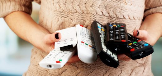 Many remote control devices in in hands