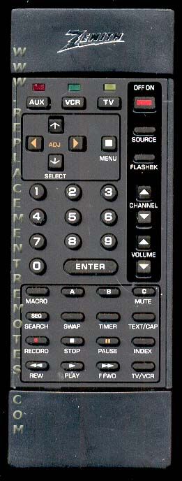ZENITH 12416917 TV Remote Control
