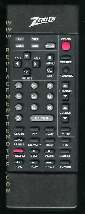 ZENITH 12419017 TV Remote Control