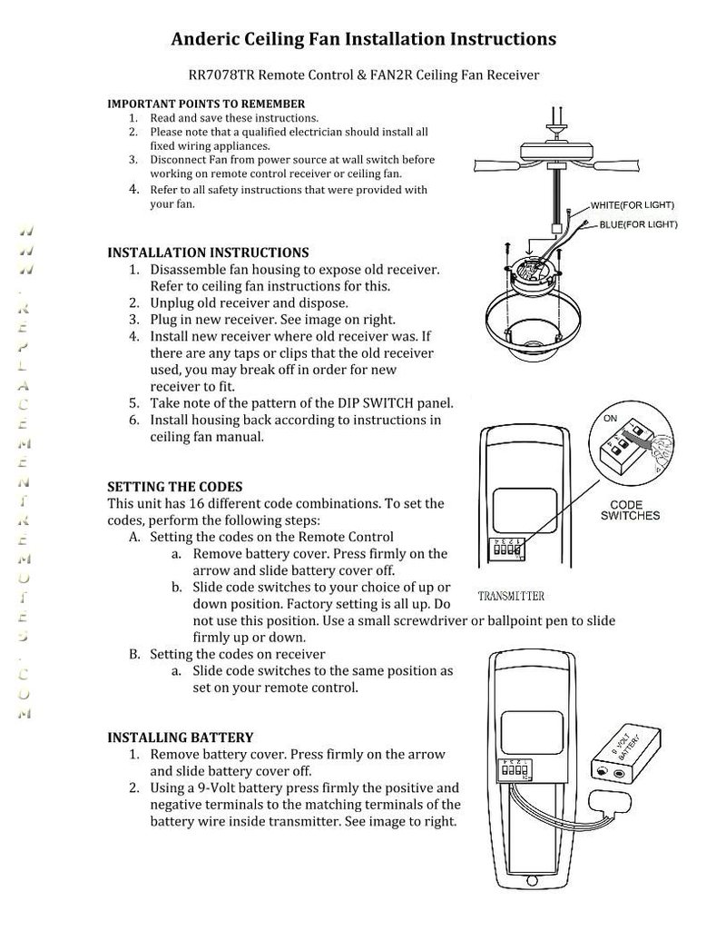 Buy Anderic Chq8bt7051r Uc7051r Replacement Ceiling Fan