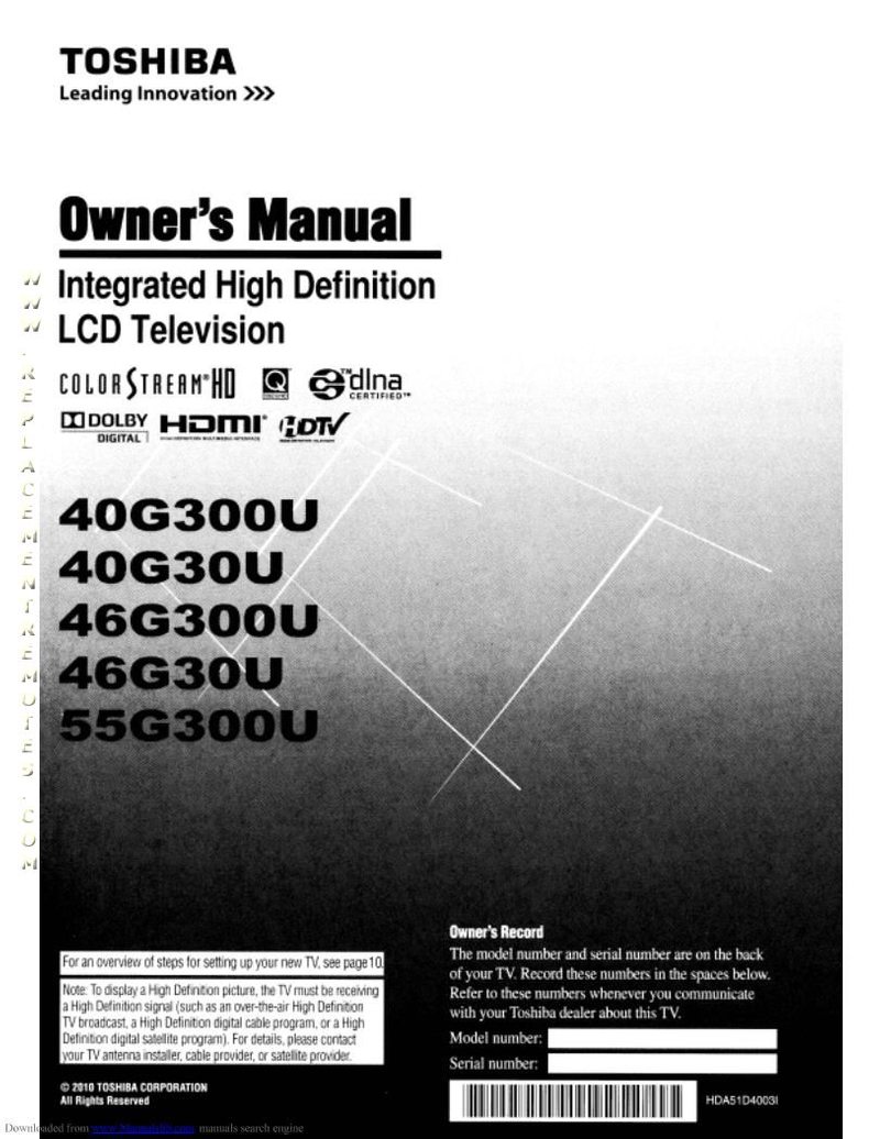 TOSHIBA 55G300UOM Operating Manual
