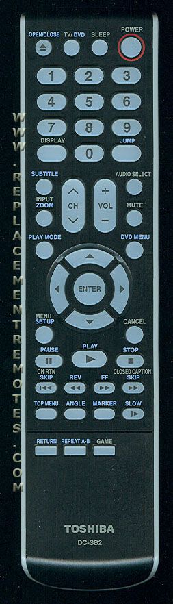 TOSHIBA DCSB2 TV/DVD Remote Control