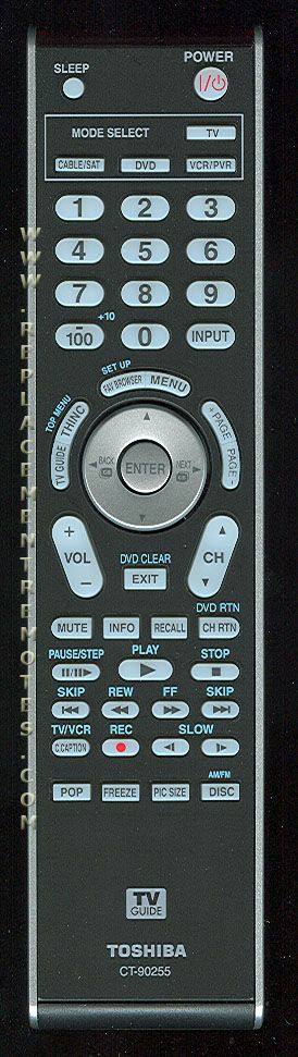 TOSHIBA CT90255 TV Remote Control