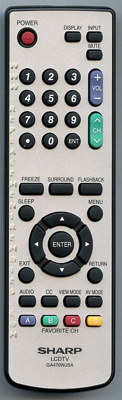 SHARP GA470WJSA TV Remote Control