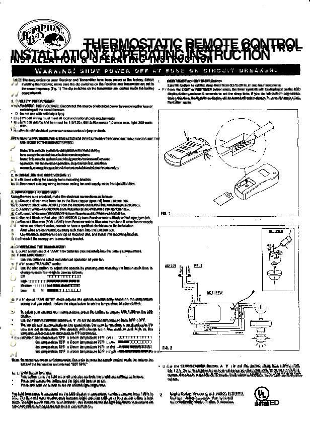 Download Free Hampton Bay Chq7096tom Operating Manual