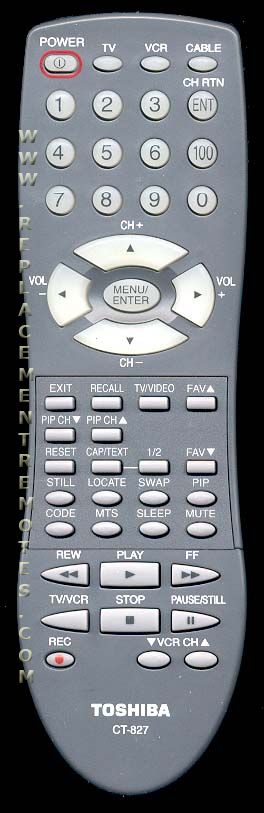 TOSHIBA CT827 TV Remote Control