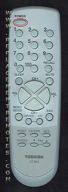 TOSHIBA CT844 TV Remote Control