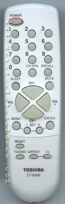 TOSHIBA CT836W TV Remote Control