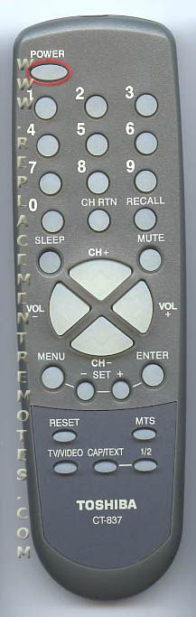 TOSHIBA CT837 TV Remote Control