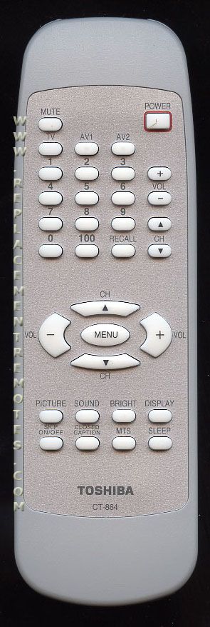 TOSHIBA CT864 TV Remote Control
