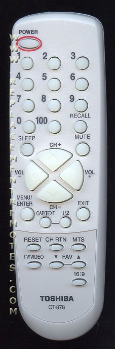 TOSHIBA CT878 TV Remote Control