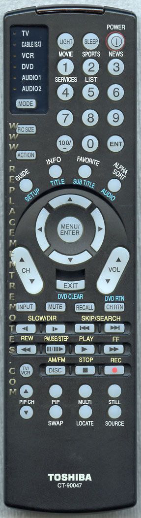 TOSHIBA CT90047 TV Remote Control