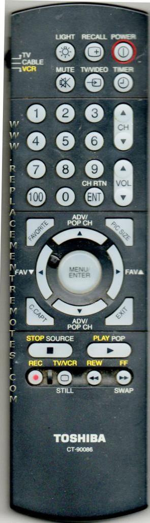 TOSHIBA CT90086 TV Remote Control