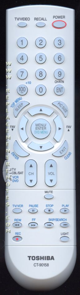 TOSHIBA CT90158 TV Remote Control