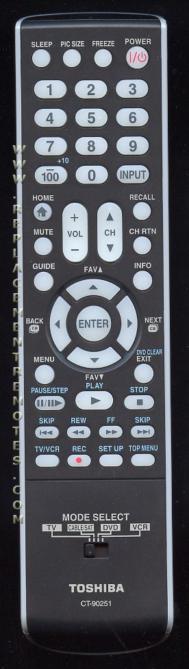 TOSHIBA CT90251 TV Remote Control