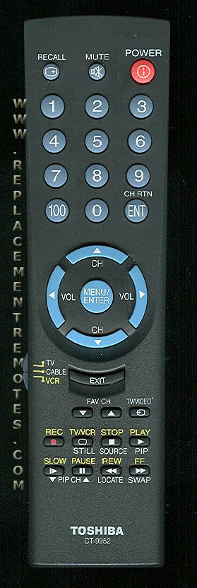 TOSHIBA CT9952 TV Remote Control
