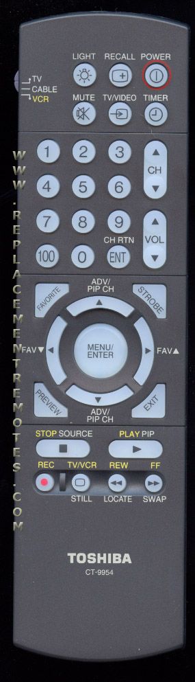 TOSHIBA CT9954 TV Remote Control