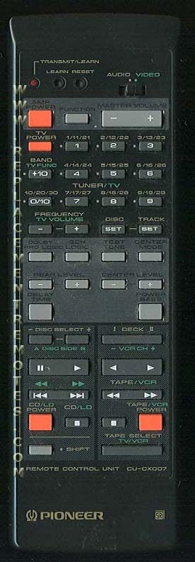 PIONEER CUCX007 Audio/Video Receiver Receiver Remote Control