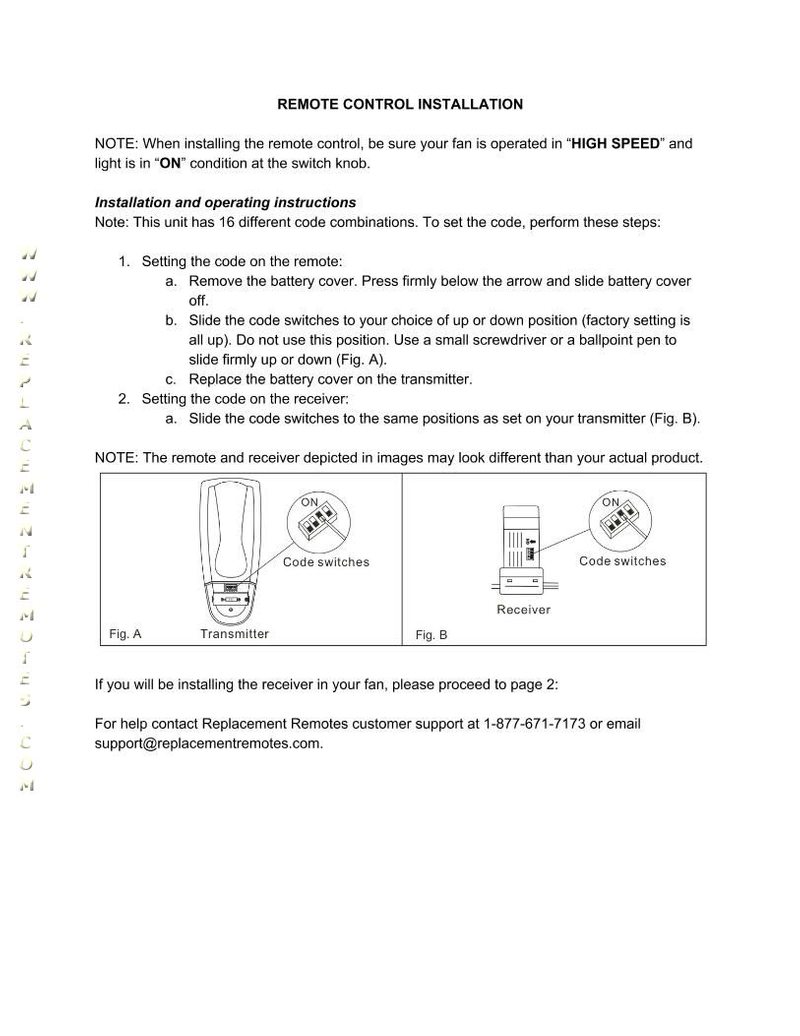 Harbor Breeze Fans Instruction Manual Harbor Breeze Remote