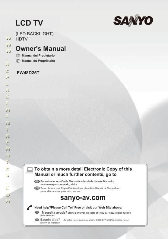 Buy SANYO FW48D25TOM FW48D25T Operating Manual