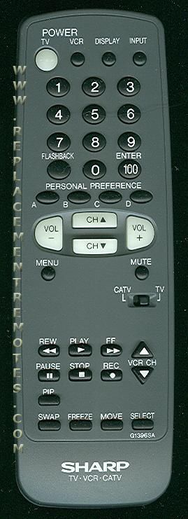 SHARP G1396SA TV/VCR Remote Control