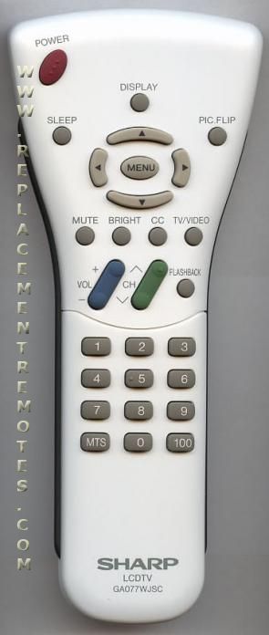 SHARP GA077WJSC TV Remote Control