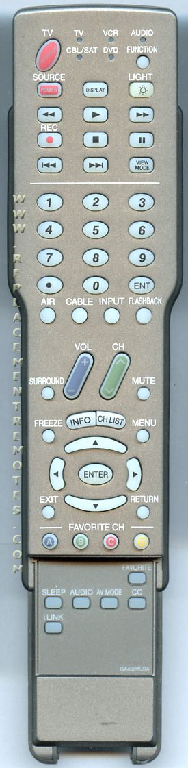 SHARP GA468WJSA TV Remote Control