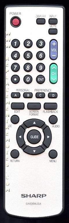 SHARP GA536WJSA TV Remote Control