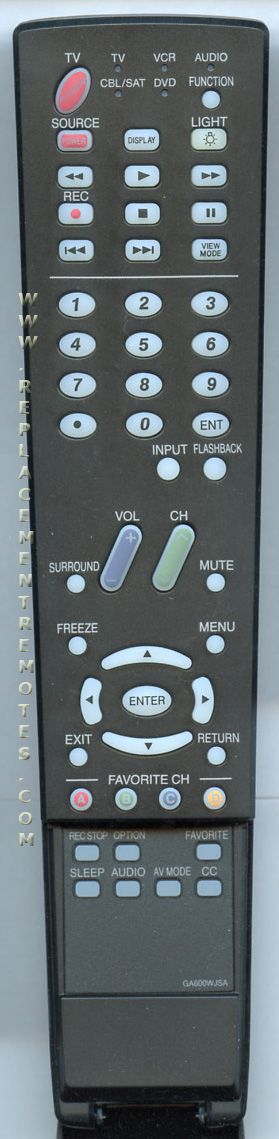 SHARP GA600WJSA TV Remote Control