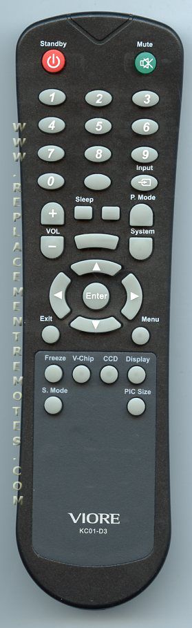 VIORE KC01D3 TV TV Remote Control