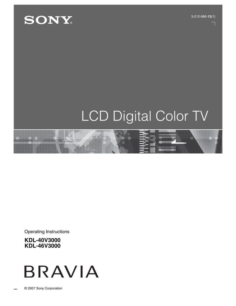 Sony KDL40V3000 KDL46V3000 TV Operating Manual