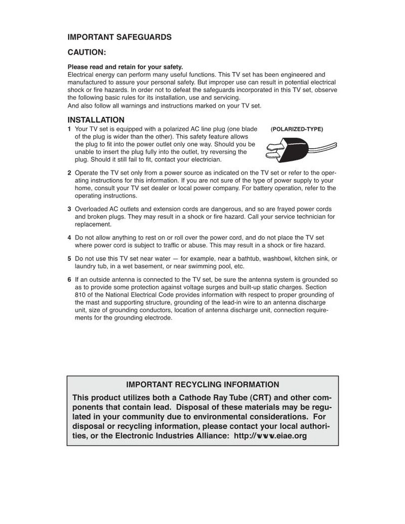 JVC AV27D503 AV32D203 AV32D303 TV Operating Manual