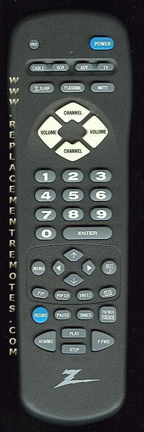ZENITH MBR3458Z TV Remote Control