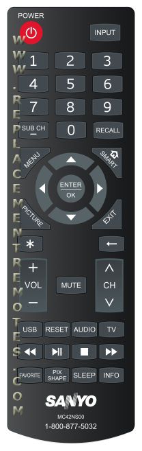 SANYO MC42NS00 TV TV Remote Control