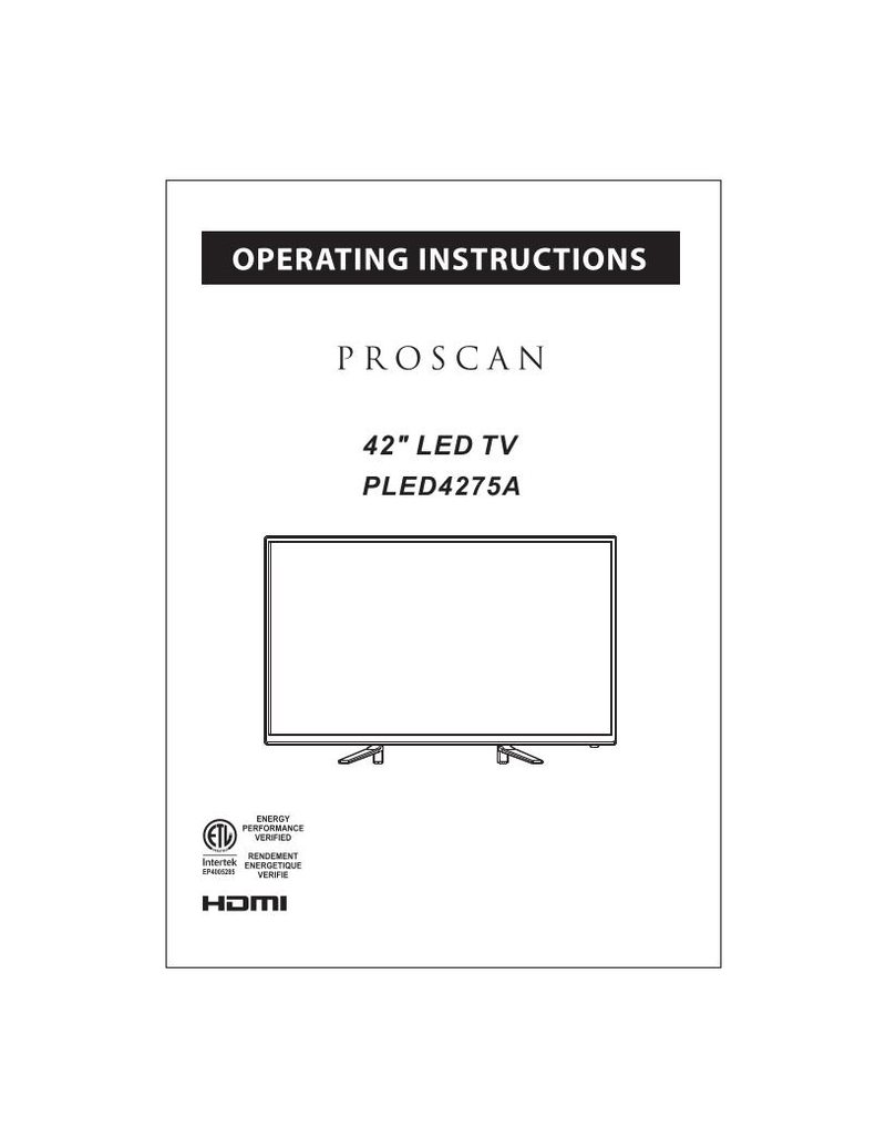 Buy Proscan PLED4275AOM PLED4275A Operating Manual