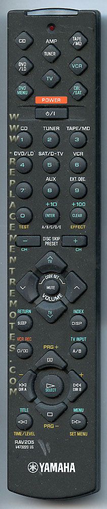 YAMAHA RAV205 Receiver Remote Control