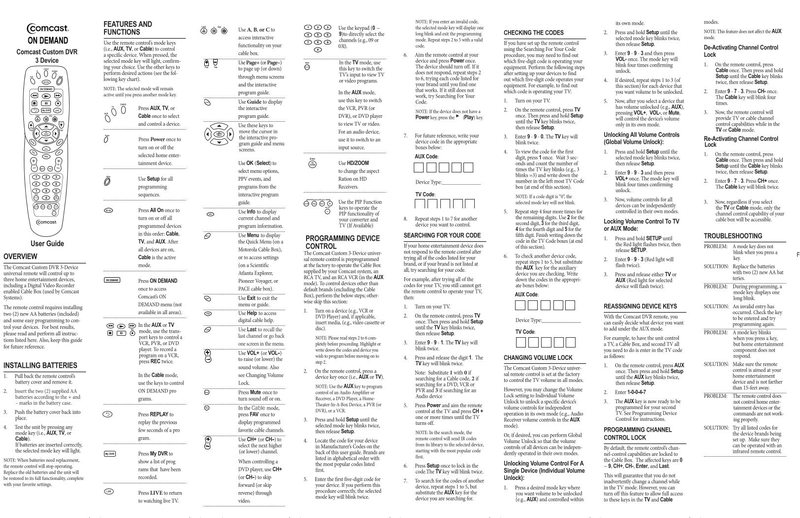 Comcast Rc147550702b Operating Manual