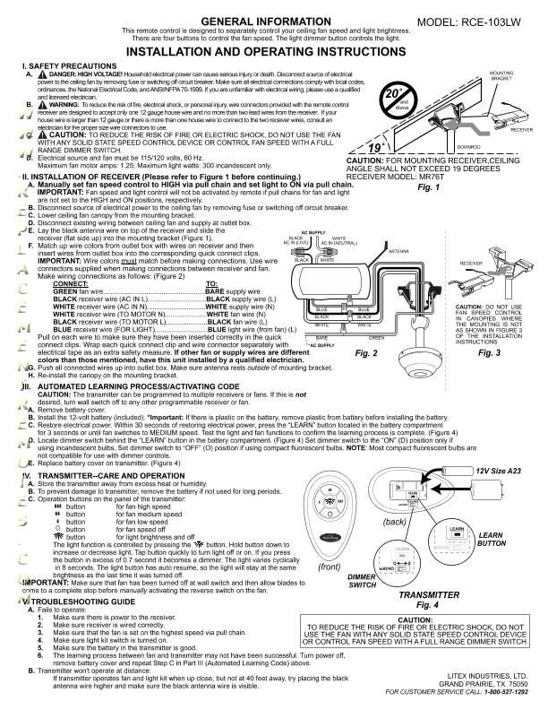 Download Free Harbor Breeze Rce103lwom Rce 103lw Om Operating Manual