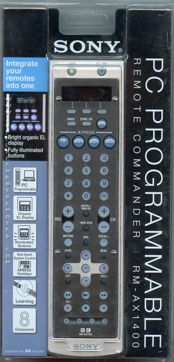 SONY RMAX1400 Advanced Universal Remote Control