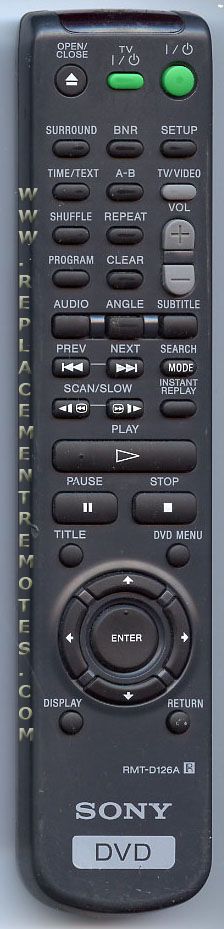 SONY RMTD126A Receiver Remote Control