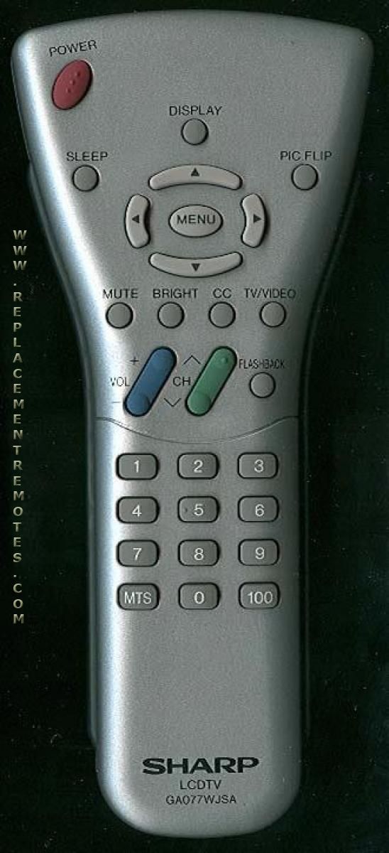 SHARP GA077WJSA TV Remote Control
