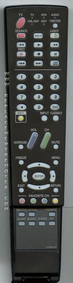 SHARP GA648WJSA TV Remote Control