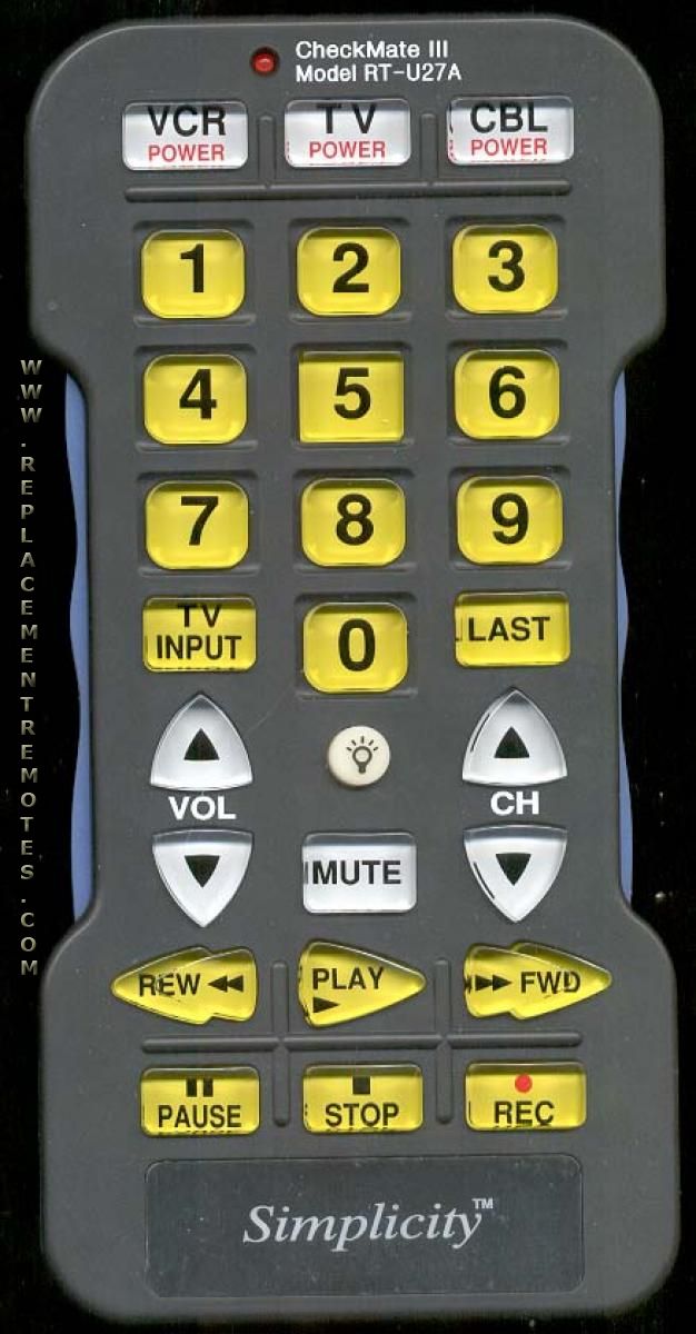 Buy SIMPLICITY RTU27A/B JUMBO Universal Remote Control