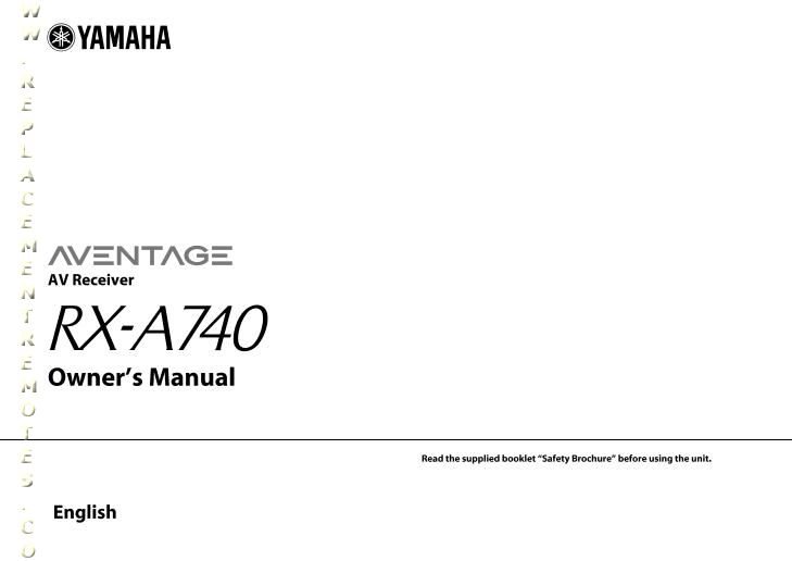 Buy YAMAHA RXA740OM RXA740 Operating Manual