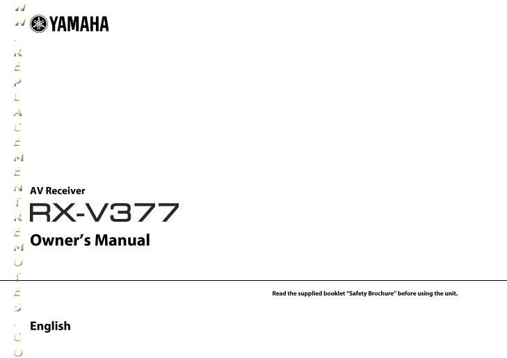 Buy YAMAHA RXV377OM RXV377 RXV377BL Operating Manual