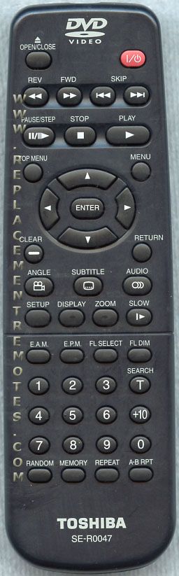 TOSHIBA SER0047 DVD Remote Control