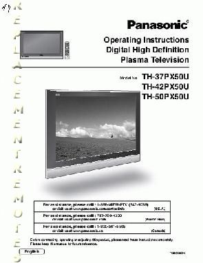 Buy Panasonic TH37PX50UOM TH37PX50U TH42PX50U TH50PX50U Operating Manual