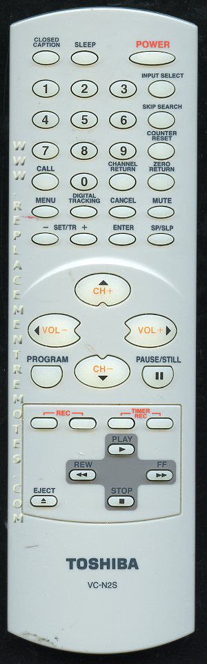 TOSHIBA VCN2S TV/VCR Remote Control