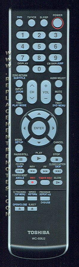 TOSHIBA WCSBU2 TV/DVD Remote Control